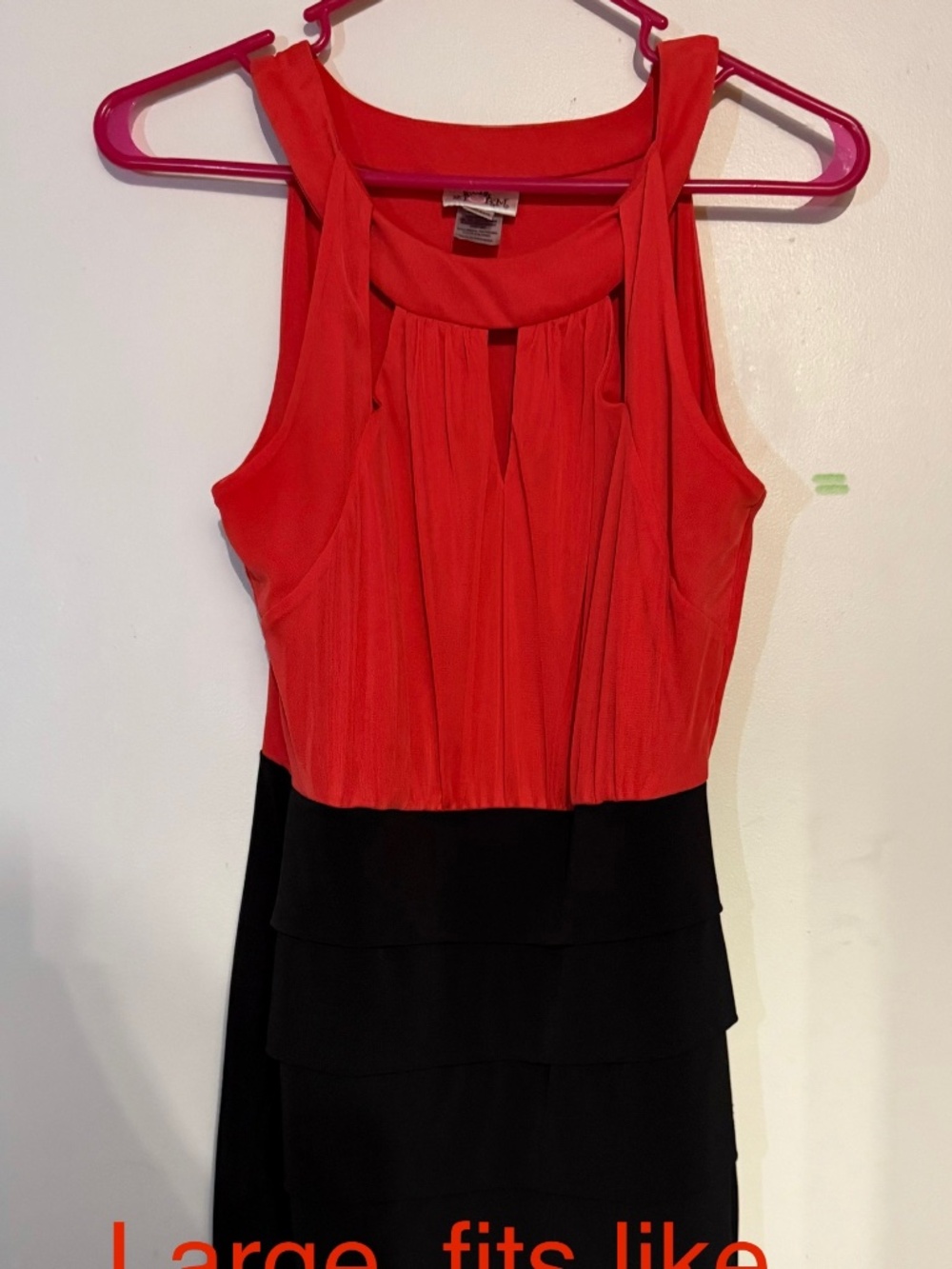 Red and black above knee dress